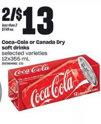 Loblaws Coca-cola or canada dry soft drinks offer