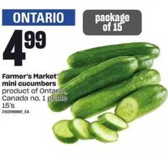 Loblaws Farmer's market mini cucumbers offer