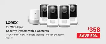 Visions Electronics Lorex 2k wire-free security system with 4 cameras offer