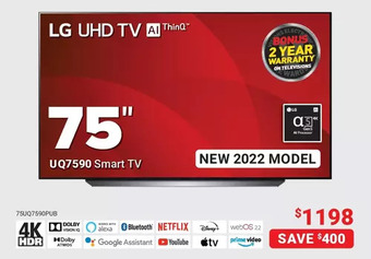 Visions Electronics Lg 75" uhd smart tv offer