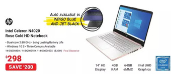 Visions Electronics Hp intel celeron n4020 rose gold hd notebook offer