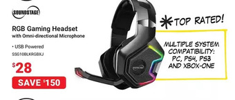 Visions Electronics Soundstage rgb gaming headset with omni-directional microphone offer
