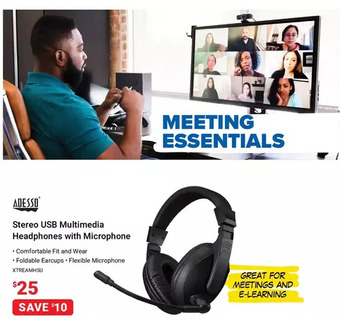 Visions Electronics Adesso stereo usb multimedia headphones with microphone offer