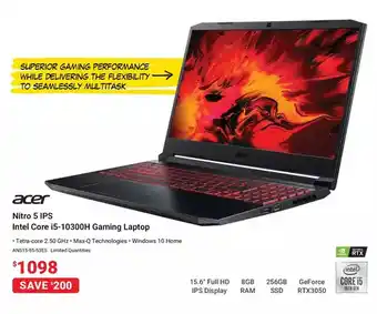 Visions Electronics Acer nitro 5 ips intel core i5-10300h gaming laptop offer