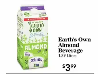 Urban Fare Earth's Own ALmond Beverage offer