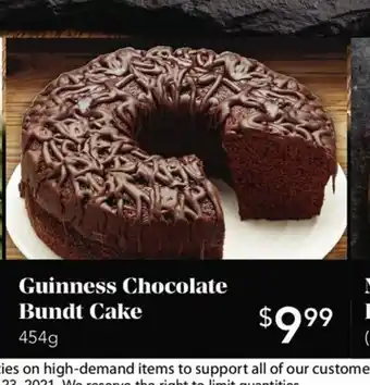 Urban Fare Guinness Chocolate Bundt Cake offer