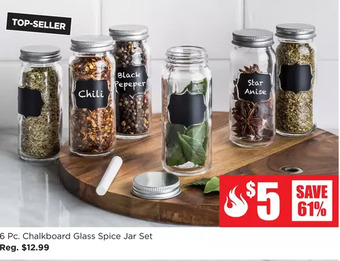 Kitchen Stuff Plus 6 pc. chalkboard glass spice jar set offer