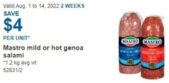 Costco Mastro Mild Or Hot Genoa Salami offer