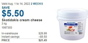 Costco Skotidakis Cream Cheese offer