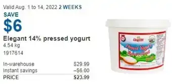 Costco Elegant 14% Pressed Yogurt offer