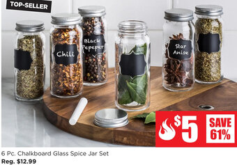 Kitchen Stuff Plus 6 Pc. Chalkboard Glass Spice Jar Set offer