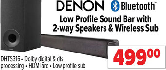 2001 Audio Video Denon Low Profile Sound Bar With 2-Way Speakers & Wireless Sub offer
