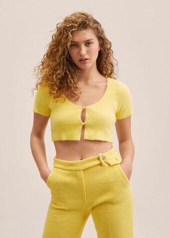 Mango Knitted cropped cardigan offer