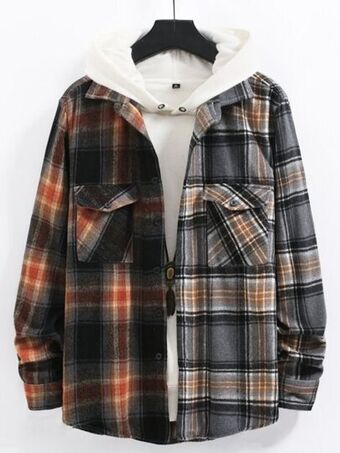 SheIn Men tartan flap pocket coat without hoodie offer