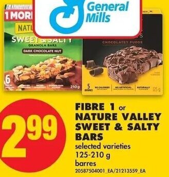 No Frills Fibre 1 or Nature Valley Sweet & Salty Bars 125-210g offer