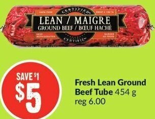 FreshCo Fresh Lean Ground Beef Tube 454g offer