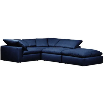 The Brick Ida 4-piece linen-look fabric modular sectional with ottoman - navy offer