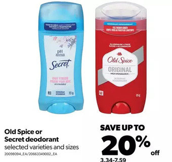 Real Canadian Superstore Old spice or secret deodorant offer