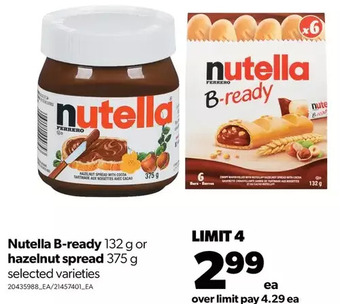 Real Canadian Superstore Nutella b-ready or hazelnut spread offer
