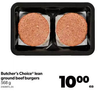 Real Canadian Superstore Butcher's choice lean ground beef burgers offer