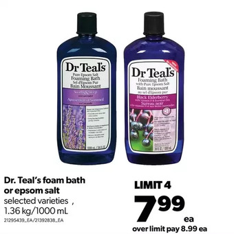Real Canadian Superstore Dr. teal's foam bath or epsom salt offer
