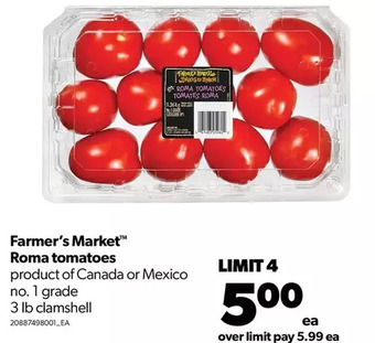 Real Canadian Superstore Farmer's market roma tomatoes offer