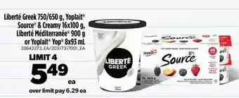 Real Canadian Superstore Liberté greek, yoplait source & creamy, liberté méditerranée or yoplait yop offer