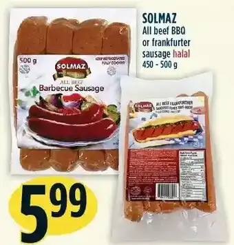Marché Adonis Solmaz all beef bbq or frankfurter sausage offer