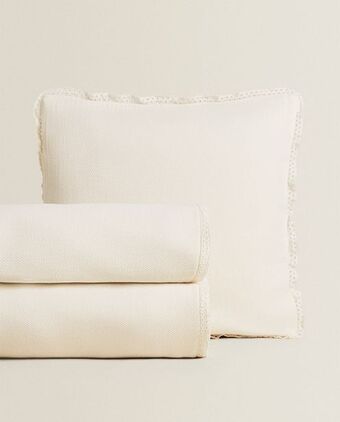 ZARA HOME Jacquard bedspread with lace insert offer