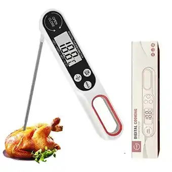 Digital instant read meat thermometer black,white,orange,blue