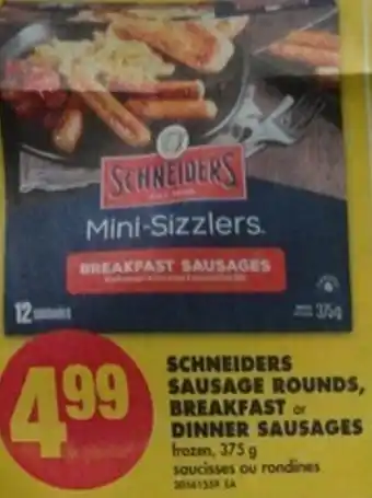 No Frills Schneiders Sausasge Rounds, Breakfast or Dinner Sausages 375g offer
