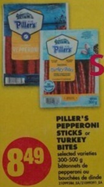 No Frills Piller's Pepperoni Sticks or Turkey Bites 300-500g offer