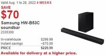 Costco Samsung HW-B53C Soundbar offer