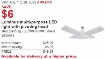 Costco Luminus Multi-Purpose LED Light With Pivoting Head offer