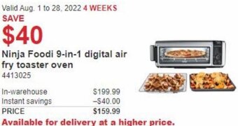 Costco Ninja Foodi 9-In-1 Digital Air Fry Toaster Oven offer