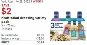Costco Kraft Salad Dressing Variety Pack 3 x 475ml offer