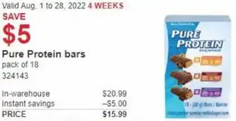 Costco Pure Protein Bars offer