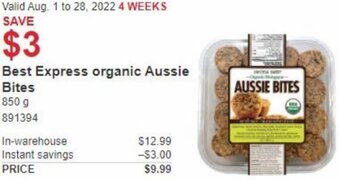 Costco Best Express Organic Aussie Bites 850g offer