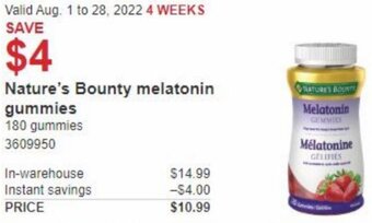 Costco Nature's Bounty Melatonin Gummies offer