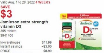 Costco Jamieson Extra Strength Vitamin D3 offer