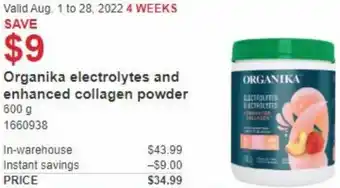 Costco Oragnika Electrolytes And Enhanced Collagen Powder 600g offer