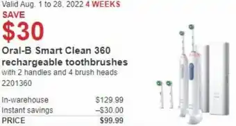 Costco Oral-B Smart Clean 360 Rechargeable Toothbrushes offer
