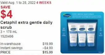 Costco Cetaphil Extra Gentle Daily Scrub 3 x 178ml offer