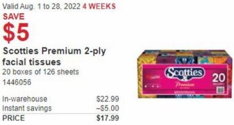 Costco Scotties Premium 2-ply Facial Tissues offer