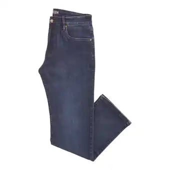 Giant Tiger Mountain ridge men's mid-rise relaxed fit jeans with button closure and zip fly, dark blue wash offer