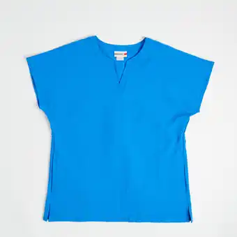 Giant Tiger White cross women's seersucker scrub top, blue offer