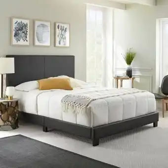 Aaron's Fairfield queen black faux leather bed w/ 10" firm tight top queen mattress, 9" foundation & protectors offer