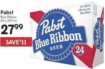 Sobeys Pabst Blue Ribbon 24 x 355ml offer