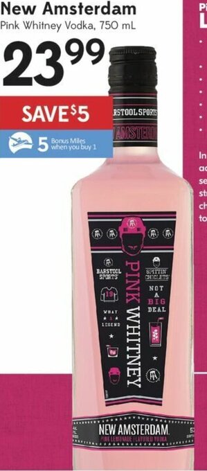 Sobeys New Amsterdam Pink Whitney Vodka, 750ml offer