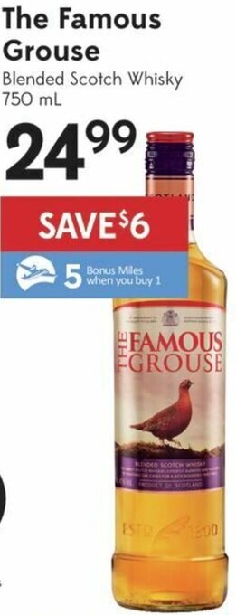 Sobeys The Famous Grouse Blended Scotch Whisky 750ml offer